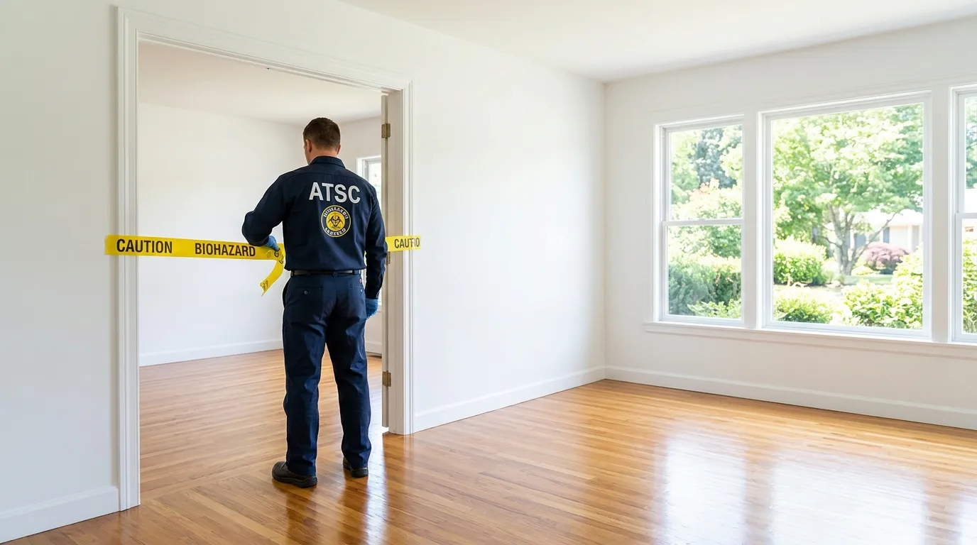 Certified biohazard cleanup crew performing Trauma Scene Cleanup in Vidor